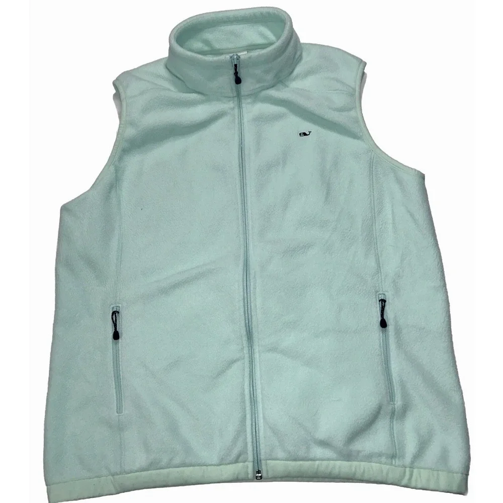 Women's Vineyard Vines WINTERMINT GREEN  Fleece Vest Size Large Zip Up‎ Casual